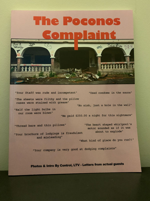 Poconos Complaint Book.