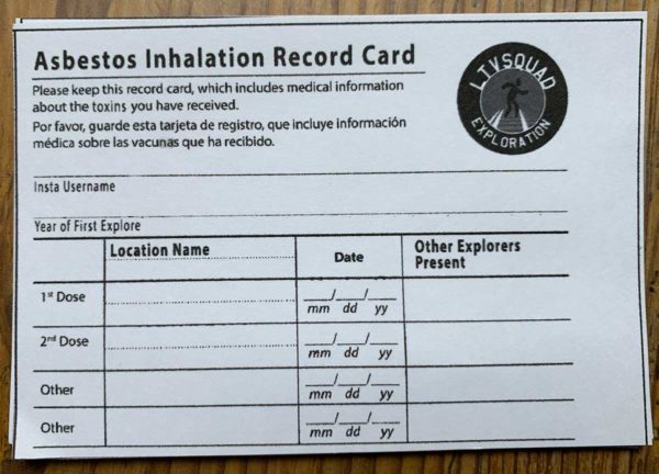 Asbestos Exposure Card